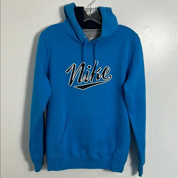 Nike Women’s Blue Retro Hooded Fleece Sweatshirt Size Large - Picture 1 of 11